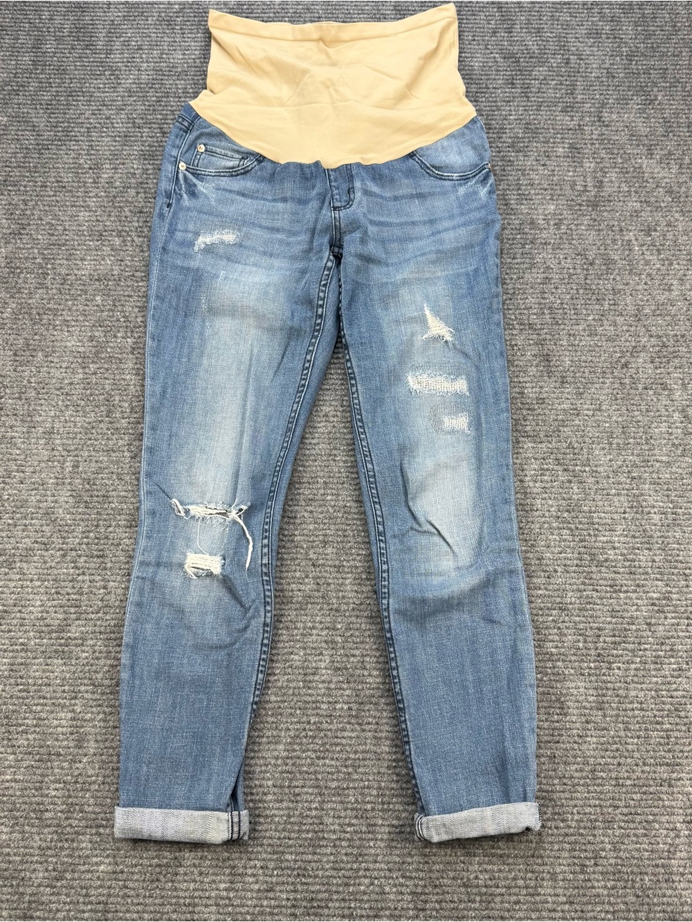 Indigo Blue Maternity Jeans Womens Small Distressed Secret Fit Belly Light Wash